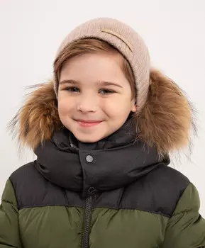 Шапка вязаная из шерсти бежевая для мальчика Roberto Moretti