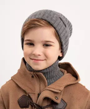Шапка вязаная из шерсти серая для мальчика Roberto Moretti