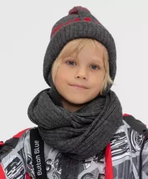 Шапка вязаная на подкладе серая Button Blue (50)