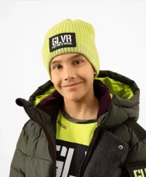 Шапка вязаная на подкладке из флиса салатовая Gulliver (54)