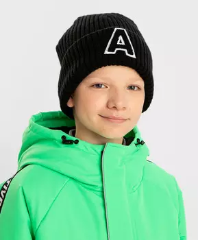 Шапка вязаная с буквой черная детская Button Blue (56)