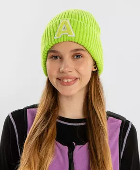 Шапка вязаная с буквой салатовая детская Button Blue
