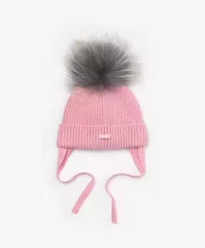 Шапка вязаная с помпоном фуксия для девочки Gulliver