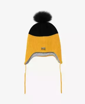 Шапка вязаная с помпоном из натурального меха Gulliver (48-50)