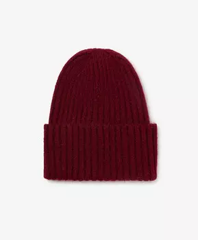 Шапка вязаная с широким отворотом бордовая GLVR