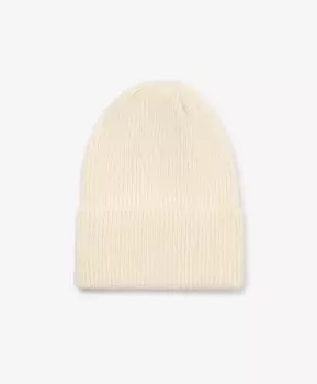 Шапка вязаная с широким отворотом молочнная GLVR (One size (56))