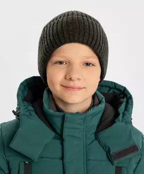 Шапка вязаная утепленная серая детская Button Blue