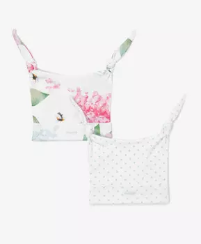 Шапочка трикотажная с ушками, комплект из 2х штук мульиицвет для девочки Gulliver (48)