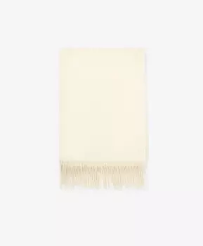 Шарф из 100% шерсти с бахромой по краям молочный GLVR
