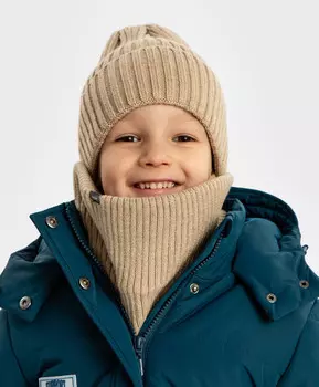 Шарф-снуд вязаный бежевый детский Button Blue