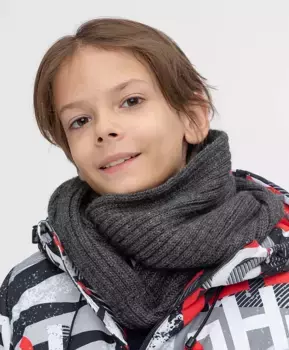 Шарф-снуд вязаный серый Button Blue (58-22)