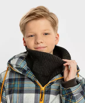 Шарф-снуд вязаный серый детский Button Blue