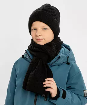 Шарф вязаный черный детский Button Blue (One size)