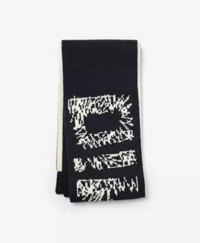 Шарф вязаный с шрифтовым декором синий для мальчика Gulliver