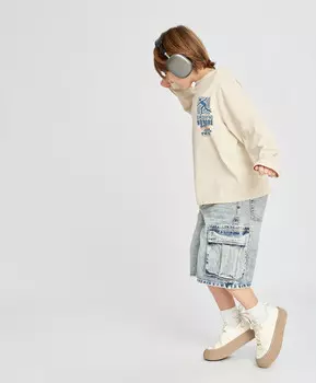 Шорты бермуды джинсовые детские ниже колен синие Button Blue