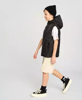 Шорты детские базовые прямые с поясом на резинке молочные Button Blue