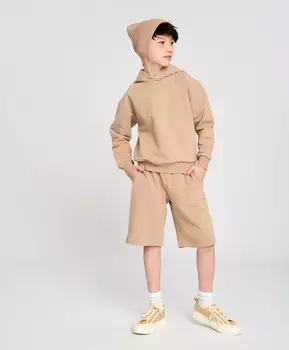 Шорты детские базовые прямые с поясом на резинке коричневые Button Blue