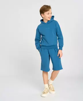 Шорты детские базовые прямые с поясом на резинке синие Button Blue