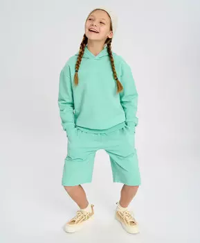 Шорты детские базовые прямые с поясом на резинке зеленые Button Blue