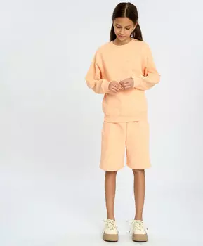 Шорты детские базовые прямые с поясом на резинке оранжевые Button Blue