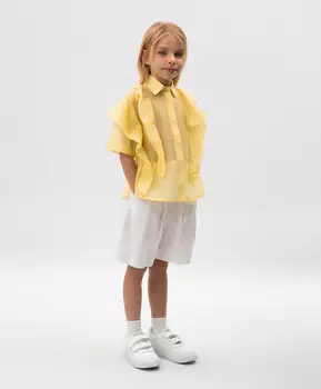 Шорты для девочки белые из льна Roberto Moretti