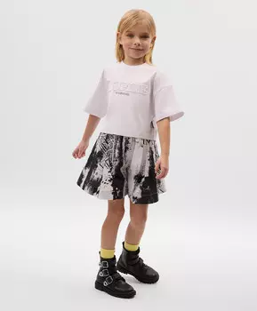 Шорты для девочки из поплина черно-белые Gulliver