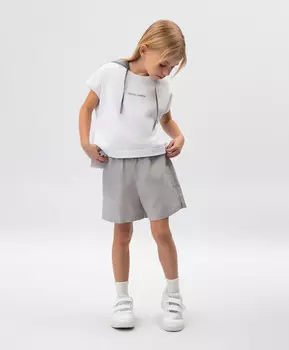 Шорты для девочки серые из меланжевого льна Roberto Moretti