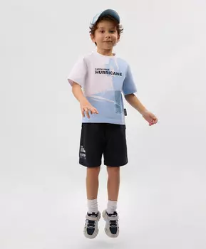 Шорты для мальчика с принтом из пике синие Gulliver