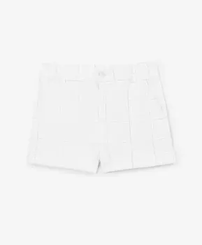 Шорты для мальчика с принтом в клетку трикотажные белые Gulliver