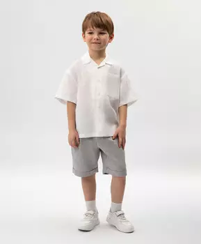 Шорты для мальчика серые из меланжевого льна Roberto Moretti