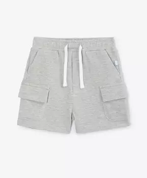Шорты для мальчика трикотажные с карманами-карго серые Gulliver