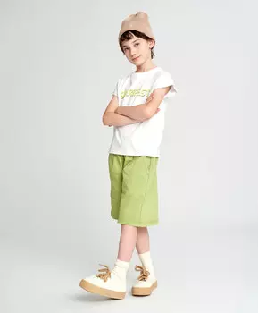 Шорты для мальчика зеленые ниже колен с поясом на резинке Button Blue