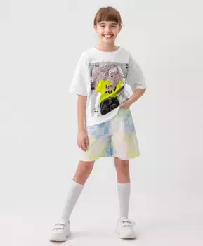 Шорты джинсовые на молнии разноцветные Button Blue (140)