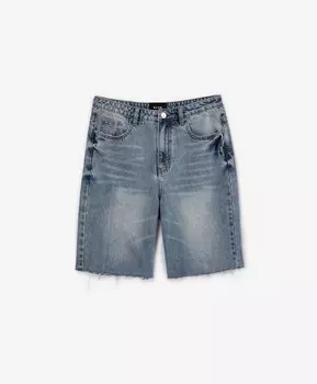 Шорты из денима с открытыми срезами по нижнему краю голубые GLVR