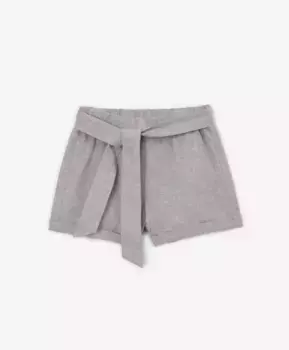 Шорты из меланжевого льна с бантом серые для девочки Gulliver (68-46)