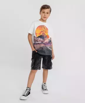 Шорты-карго чёрные для мальчика Button Blue (164)