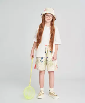 Шорты легкие для девочки с принтом и карманами мультицвет Button Blue