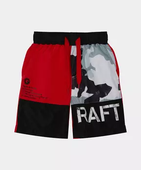 Шорты плавательные красно-черные с принтом Gulliver