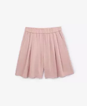 Шорты с поясом на резинке из шелковистого текстиля с высоким содержанием льна розовые GLVR