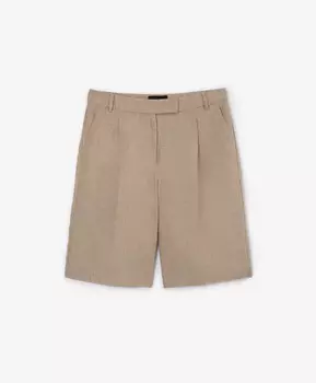 Шорты с высокой посадкой из меланжевого льна бежевые GLVR