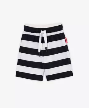 Шорты трикотажные в полоску с карманом из сетки мультицвет для мальчика Gulliver (134)