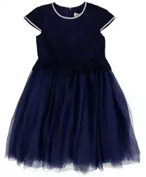 Синее нарядное платье Button Blue (158)