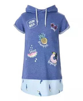 Синее платье из футера Button Blue (140)