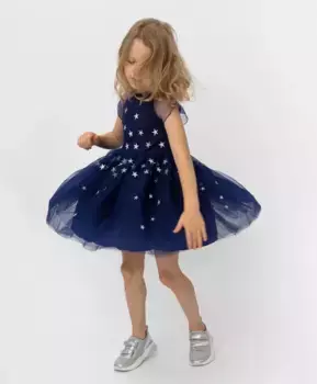 Синее платье с сеткой Button Blue (122)