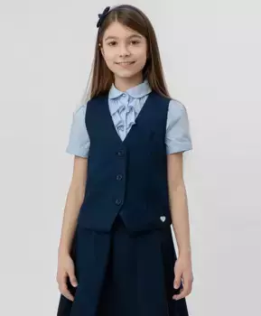 Синий классический жилет Button Blue (164)