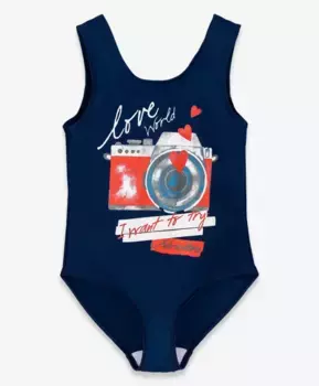 Синий купальник с принтом Button Blue (152-158)