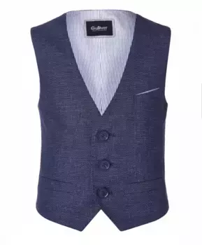 Синий льняной жилет Gulliver (110)