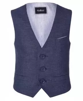 Синий льняной жилет Gulliver (146)