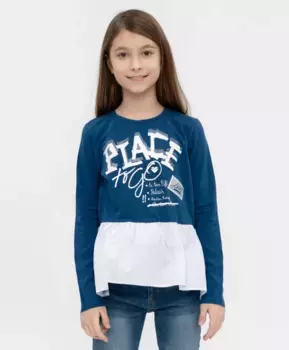 Синяя футболка с баской Button Blue (134)