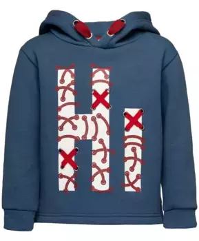 Синяя меланжевая толстовка с капюшоном Button Blue (152)